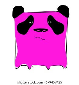 Character, cute, animal, icon, vector, collection, panda, square, violet, purple, pink