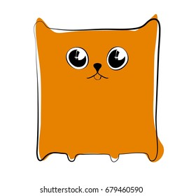 Character, cute, animal, icon, vector, collection, kitten, square, color