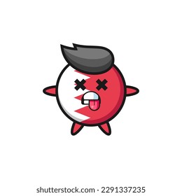 character of the cute bahrain flag badge with dead pose , cute style design for t shirt, sticker, logo element