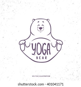 Character cute and beautiful bear practice of yoga. Yoga logo with bear in yoga asana