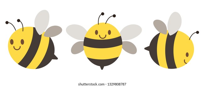 The character of cute bee in many action with flat vector style.  Graphic resource about bee for  graphic,content , banner, sticker.