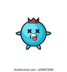 character of the cute blueberry with dead pose , cute style design for t shirt, sticker, logo element