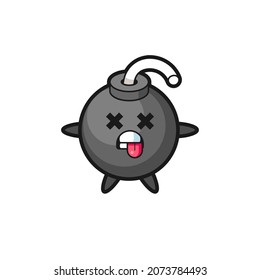 personaje de la bomba linda con pose muerta , diseño de estilo lindo para camiseta, pegatina, elemento logo