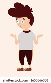 character cute boy child with different emotions surprise boy for books and children games isolated