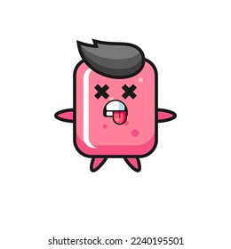 character of the cute bubble gum with dead pose , cute style design for t shirt, sticker, logo element