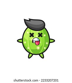 character of the cute cactus with dead pose , cute style design for t shirt, sticker, logo element