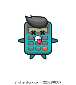 character of the cute calculator with dead pose , cute style design for t shirt, sticker, logo element