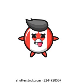 character of the cute canada flag badge with dead pose , cute style design for t shirt, sticker, logo element
