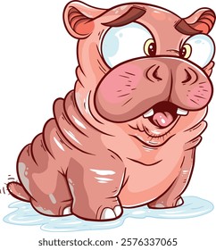 Character cute cartoon hippo funny