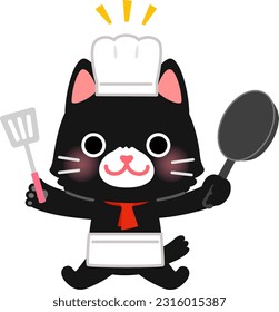 Character of a cute cat cook 