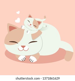 The character of cute cat for Happy Mother’s day card in flat vector style. Illustration about mother day for background, graphic,content , banner, sticker label and greeting card.