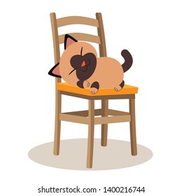 The character of cute cat sleeping on the chair in flat vector style