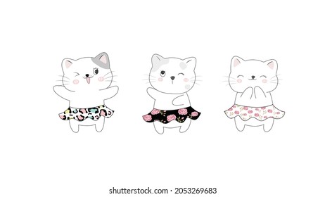 The character of cute cats dancing