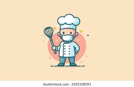 character cute chef use mask,colorful,male perfect for any design eps8