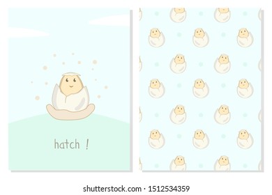 character cute chick hatch egg