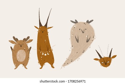 personaje adorable espíritu salvaje infantil. para imprimir en el diseño de una guardería o papel tapiz