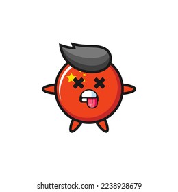 character of the cute china flag badge with dead pose , cute style design for t shirt, sticker, logo element