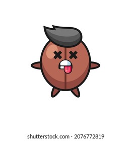 character of the cute coffee bean with dead pose , cute style design for t shirt, sticker, logo element