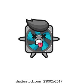 character of the cute computer fan with dead pose , cute style design for t shirt, sticker, logo element