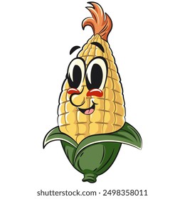 character of a cute corn cartoon vector isolated clip art mascot illustration, work of hand drawn
