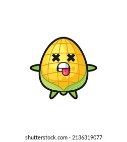 character of the cute corn with dead pose , cute style design for t shirt, sticker, logo element