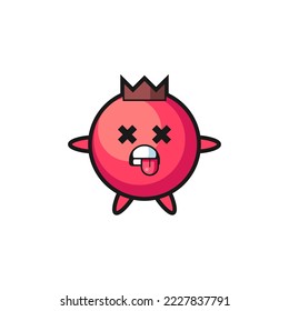 character of the cute cranberry with dead pose , cute style design for t shirt, sticker, logo element