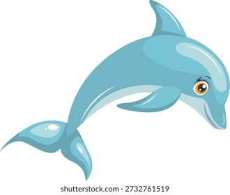 Character of a Cute Dolphin Performing. Vector Illustration in Cartoon Style.