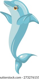 Character of a Cute Dolphin Performing. Vector Illustration in Cartoon Style.