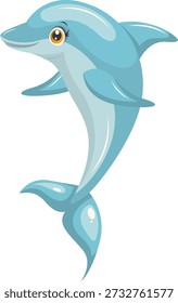 Character of a Cute Dolphin Performing. Vector Illustration in Cartoon Style.