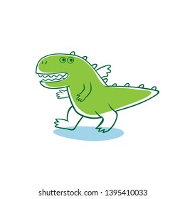 Character Cute Dragon Funny Doodle. Running Color