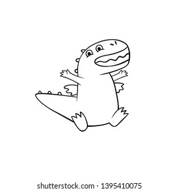 Character Cute Dragon Funny Doodle Happy Jumping