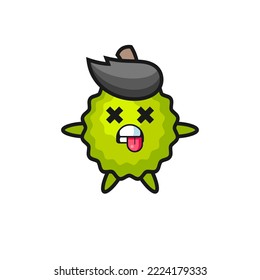 personaje del lindo durión con pose muerta , diseño de estilo lindo para camiseta, pegatina, elemento logo