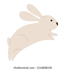 Character cute Easter bunny in pastel colors. Illustration rabbit in flat style in jump pose. Vector