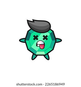 personaje de la gema esmeralda linda con pose muerta , diseño de estilo lindo para camiseta, pegatina, elemento logo