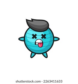 personaje de la linda bola de ejercicios con pose muerta , diseño de estilo lindo para camiseta, pegatina, elemento logo