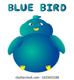 character of cute fatty blue bird vector illustration  
