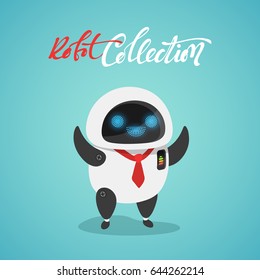 Character cute in flat style. Funny cartoon robot. vector illustration