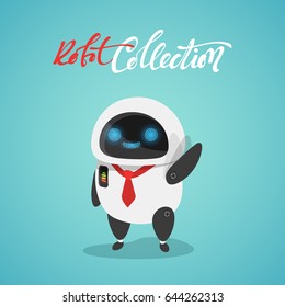 Character cute in flat style. Funny cartoon robot.