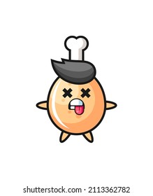 character of the cute fried chicken with dead pose , cute style design for t shirt, sticker, logo element