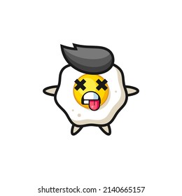 character of the cute fried egg with dead pose , cute style design for t shirt, sticker, logo element