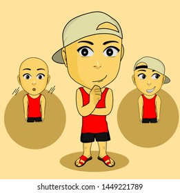the character of a cute and funny little boy, Vector cartoon illustration