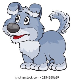 character of cute gray dog with big eyes, cartoon illustration, isolated object on white background, vector, eps