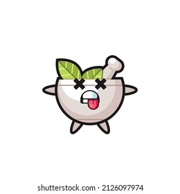 character of the cute herbal bowl with dead pose , cute style design for t shirt, sticker, logo element