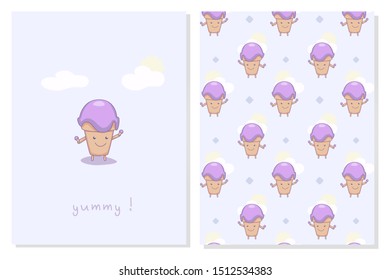 character cute ice cream dancing hold the ice