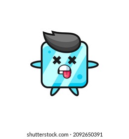 character of the cute ice cube with dead pose , cute style design for t shirt, sticker, logo element