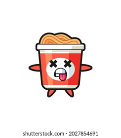 character of the cute instant noodle with dead pose , cute style design for t shirt, sticker, logo element