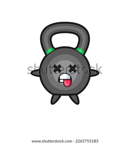 character of the cute kettleball with dead pose , cute style design for t shirt, sticker, logo element
