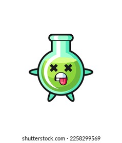 character of the cute lab beakers with dead pose , cute style design for t shirt, sticker, logo element
