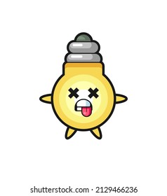 character of the cute light bulb with dead pose , cute style design for t shirt, sticker, logo element