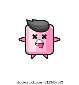 character of the cute marshmallow with dead pose , cute style design for t shirt, sticker, logo element